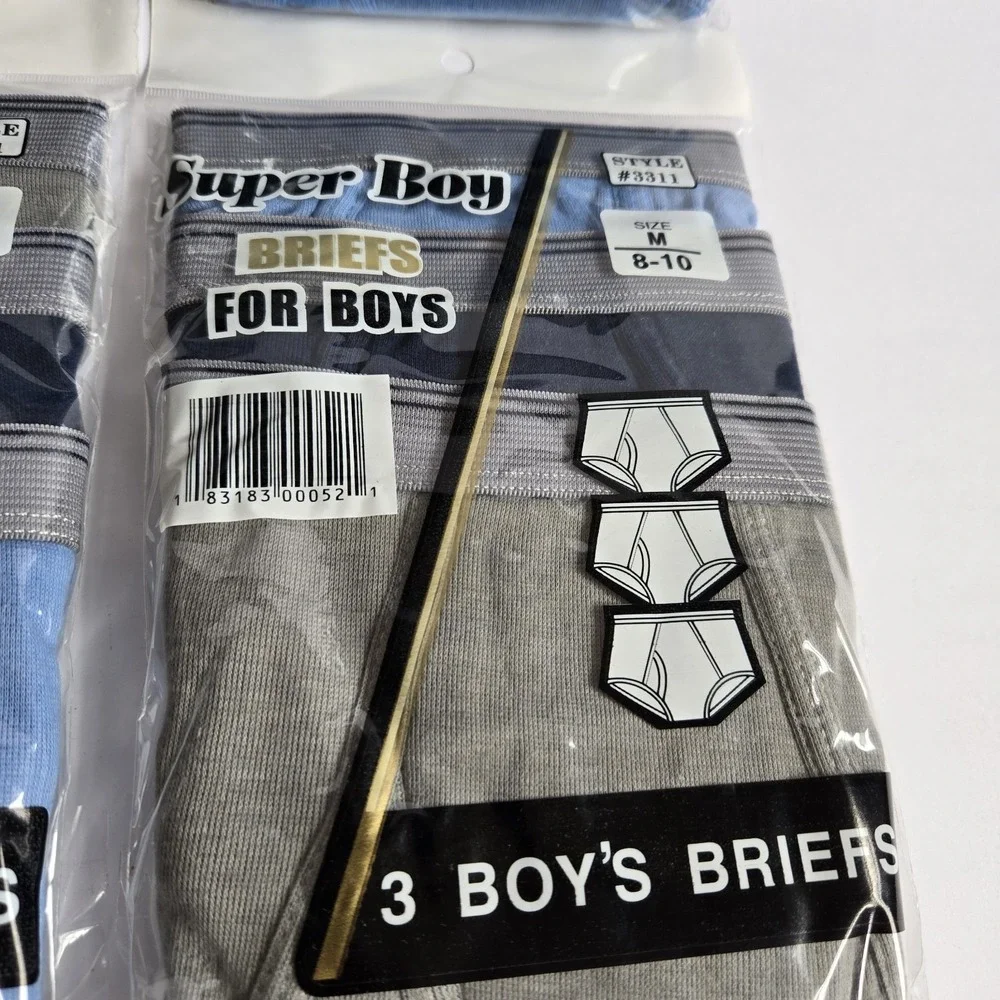 NEW Lot Of‎ 4 3-packs Boys Briefs M 8-10 Assorted Colors Underwear Super Boy